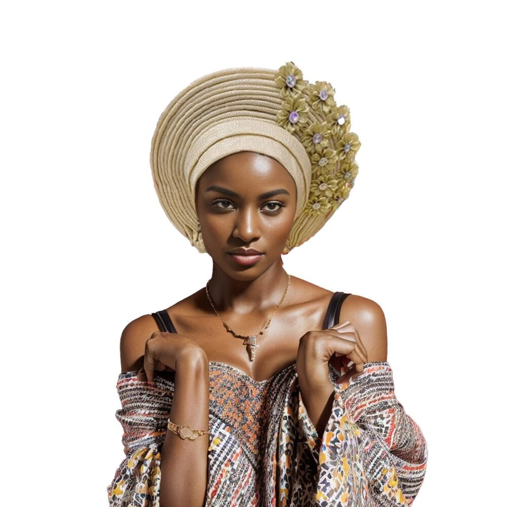 2484 African Head Wraps Fashion Headbands Stones ASO Oke Auto Gele Headtie